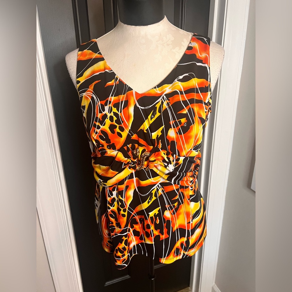 Stylish Orange and Black Women's Blouse